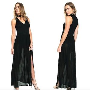 Elegant Black Sleeveless Maxi Dress